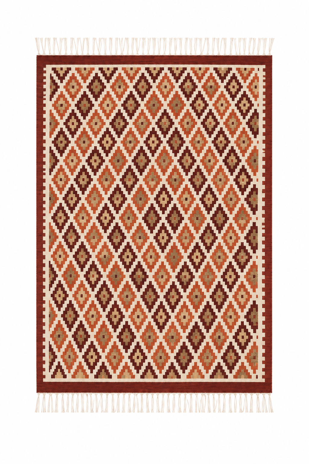 Sinai - Earthy grid in warm terracotta - 150 x 210 cm