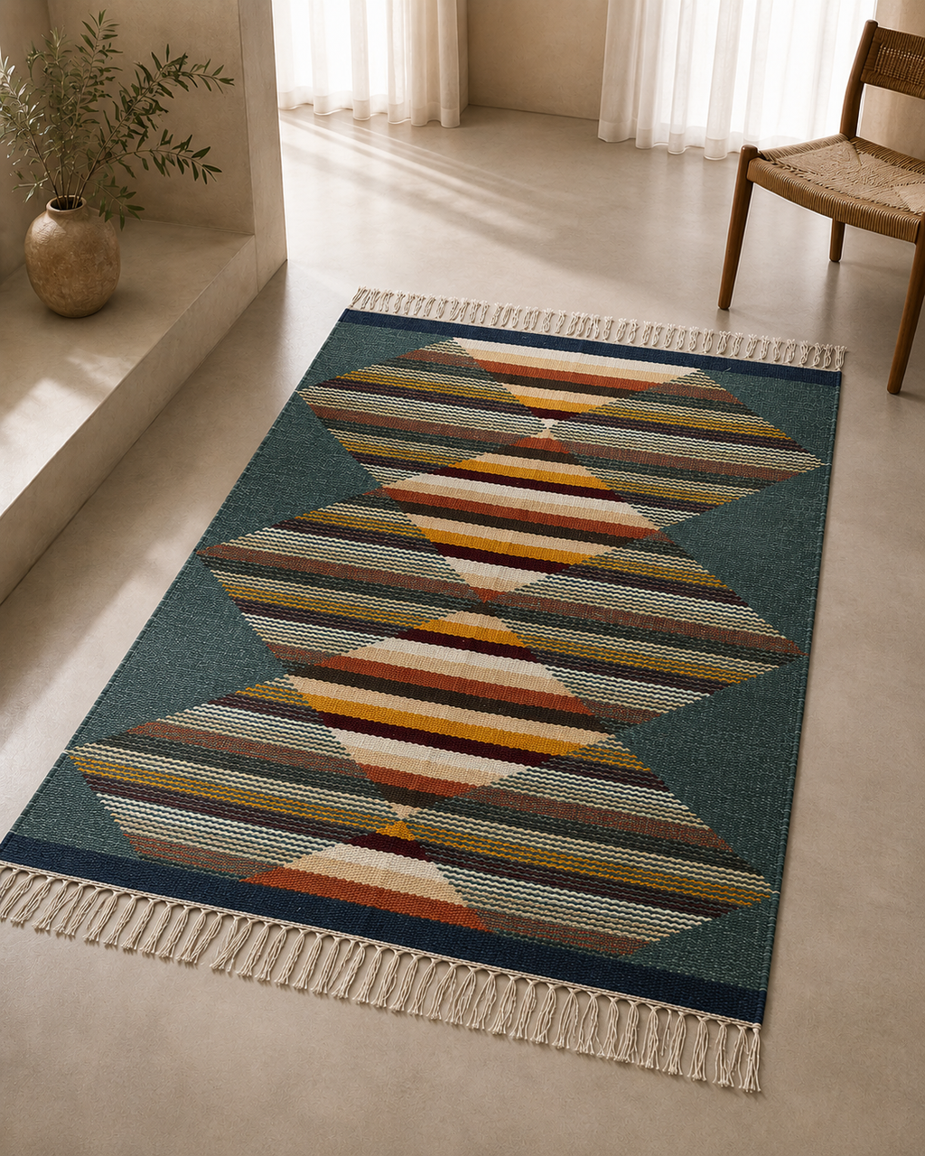 Oasis - Vibrant multicolour diamonds 80 x 150 cm