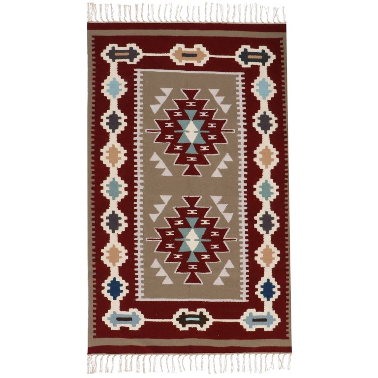 Nuba - Maroon medallions with teal accents - 90 x 150 cm