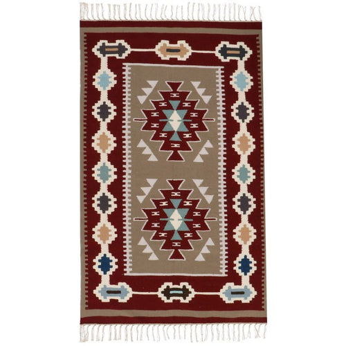 Nuba - Maroon medallions with teal accents - 90 x 150 cm